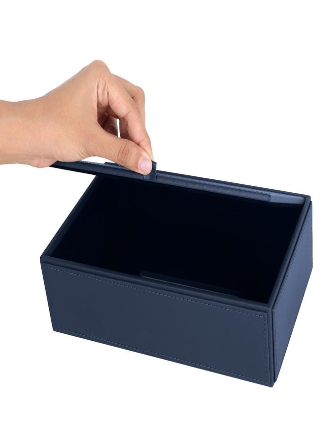 V-CUBE DESIGNS Premium Vegan Leather Tissue Box Holder | Paper Napkin Holder | Sturdy Tissue Case/Cover/Dispenser/Organizer for Home/Bathroom/Office/Table/Desk/Car | Navy Blue - Image 4